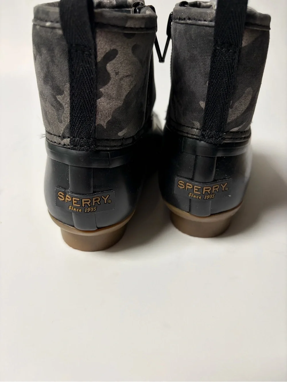 Sperry Children’s Waterproof Ankle Boots in Black Metallic Camouflage Detail